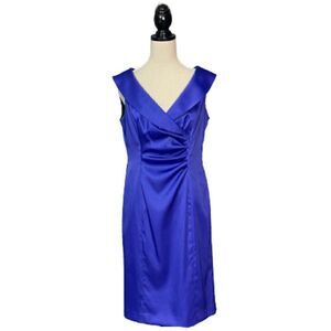 Evan Picone Royal Blue Satin Evening Mother of Bride Dress Sz 10 LIKE NEW